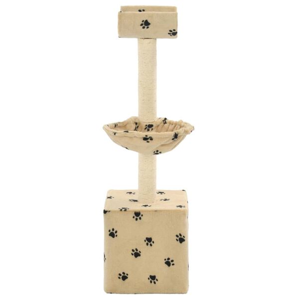 vidaXL Katzen-Kratzbaum mit Sisal-Säulen 105 cm Beige Pfoten-Aufdruck