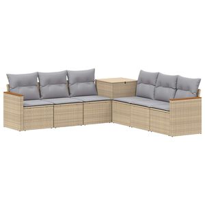 vidaXL Sofa Set 7 stk. Beige und Hellgrau Polyrattan und Stahl