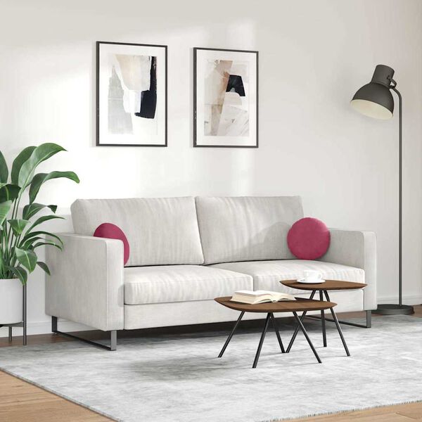 vidaXL Sitzkissen 2 St&uuml;ck Weinrot &Oslash; 30 x 13 cm Samt