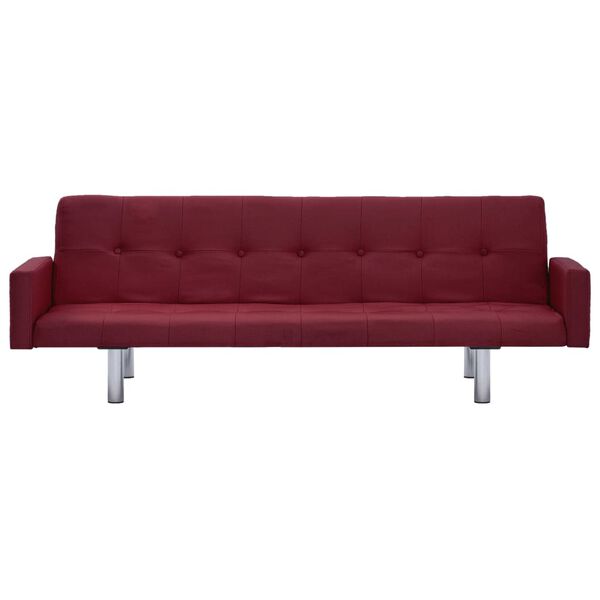 vidaXL Schlafsofa mit Armlehnen Weinrot Polyester