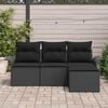 vidaXL Sofa Set mit Kissen 4 pcs Schwarz Poly-Rattan