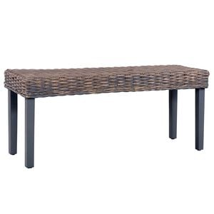 vidaXL Sitzbank 110 cm Grau Natur Kubu-Rattan und Massivholz Mahagoni