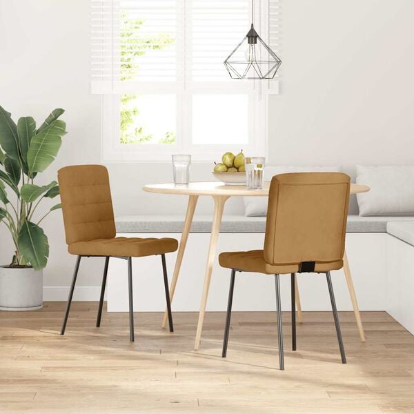vidaXL Esszimmerstühle 2 Stk. Braun Samt