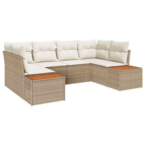 vidaXL Gartensofa-set mit Kissen 6 pcs Beige und Creme Polyrattan