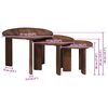 vidaXL Nesting-Couchtische 3 pcs Dunkelbraun Massivholz Mango