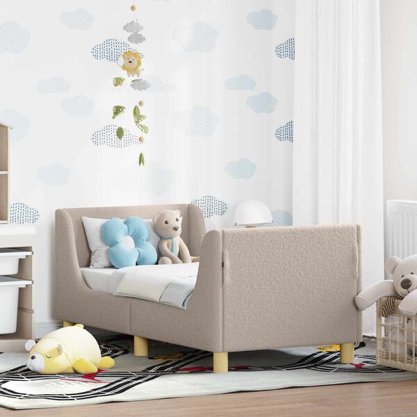 vidaXL Kinderbettgestell mit Kopfteil Hellgrau 70 x 140 cm Schafstoff