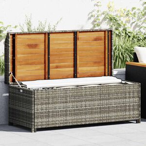 vidaXL Gartenbank mit Stauraum 120 cm Poly Rattan Grau