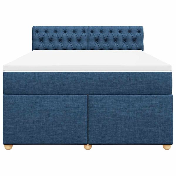 vidaXL Boxspringbett mit Matratze Blau 140x190 cm Stoff