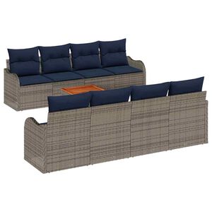 vidaXL Gartensofa-set 9 stk. Grau Poly-Rattan