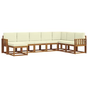 vidaXL Outdoor-Sofagarnitur mit Kissen 8 pcs Natur und Creme