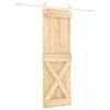 vidaXL Schiebet&uuml;r 80 x 210 cm Massives Kiefernholz Nat&uuml;rlich und Wei&szlig;