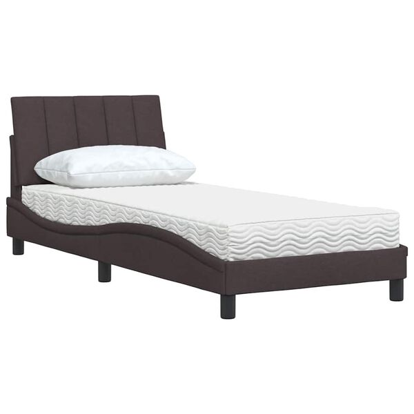 vidaXL Bett mit Matratze "Hanko" Dunkelbraun 90x200 cm Stoff