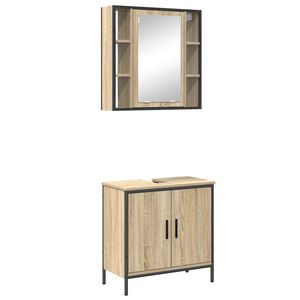 vidaXL Badezimmerm&ouml;bel-Set 2 Stk. Braun 60 x 30 x 60 cm Holzwerkstoff