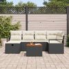 vidaXL Garten-Sofa-Set mit Kissen 7 pcs Schwarz Poly Rattan
