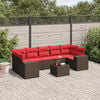 vidaXL 8-teiliges Gartensofa-Set mit Kissen, braun, Polyrattan
