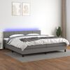vidaXL Boxspringbett mit Matratze & LED Dunkelgrau 200x200 cm Stoff