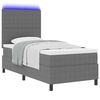 vidaXL LED Boxspringbett Hellgrau und Wei&szlig; 100 x 200 cm Cordstoff