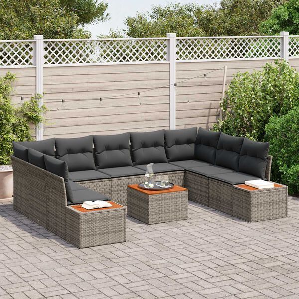 vidaXL Gartensofa-set mit Kissen mit Speicher 5 pcs Grau Polyrattan