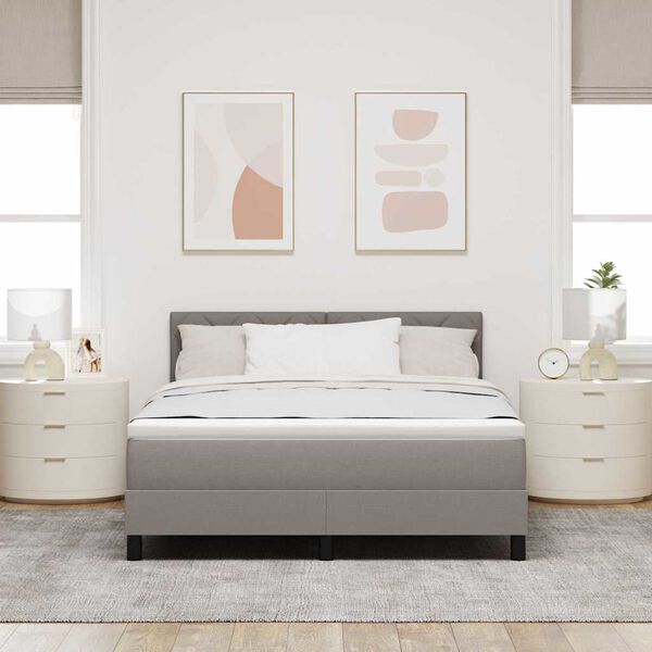 vidaXL Boxspringbett mit Kopfteil Taupe 160 x 200 cm Stoff