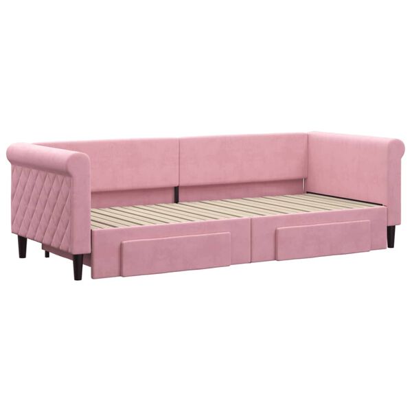 vidaXL Tagesbett Ausziehbar mit Schubladen Rosa 80x200 cm Samt