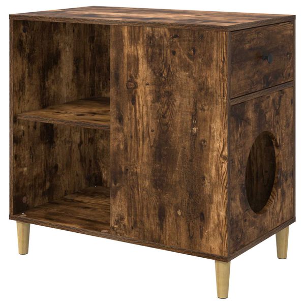 vidaXL Katzenhaus Ger&auml;ucherte Eiche 72 x 42,5 x 70 cm Holzwerkstoff