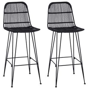 vidaXL Barhocker 2 stk. Schwarz 44 x 55 x 109 cm Rattan und Stahl