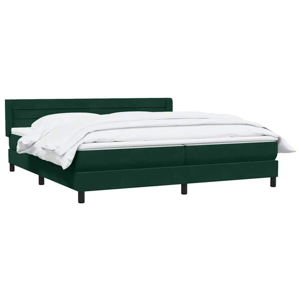 vidaXL Boxspringbett mit Matratze Dunkelgr&uuml;n 180x220 cm Samt