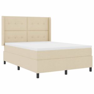 vidaXL LED Boxspringbett mit Matratze Creme 140 x 190 cm Stoff