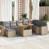 vidaXL 9-tlg. Garten-Sofagarnitur mit Kissen Beige Poly Rattan