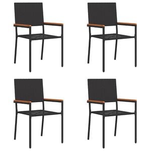 vidaXL Garten Stapelst&uuml;hle 4 stk. Schwarz Poly-Rattan