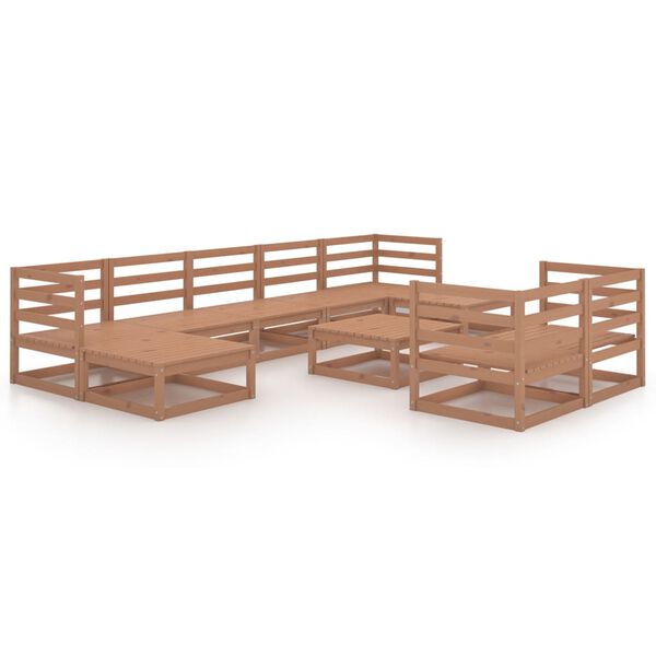 vidaXL 10-tlg. Garten-Lounge-Set Honigbraun Massivholz Kiefer