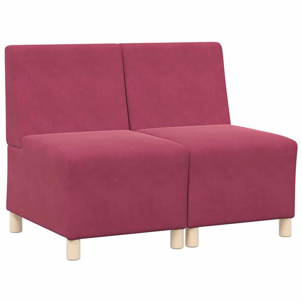 vidaXL Modulares Armfreies Sofa 2 pcs Weinrot 55 x 74 x 82 cm Samt