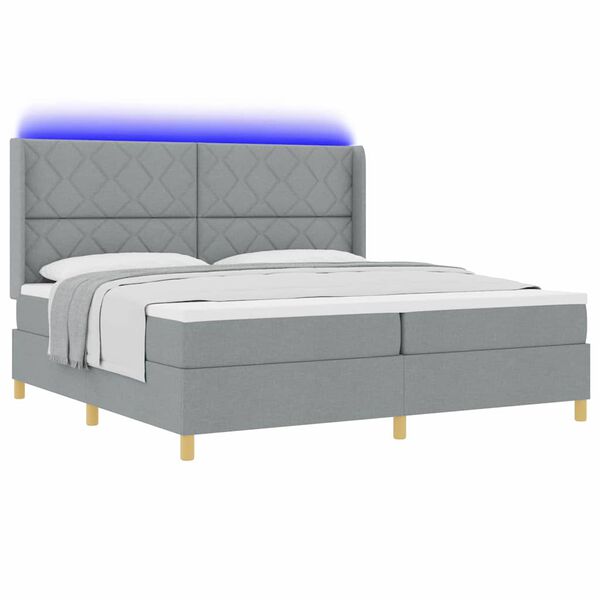 vidaXL Boxspringbett mit Matratze Hellgrau 200 x 200 cm Stoff