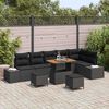 vidaXL Gartensofa-set mit Kissen 9 pcs Schwarz Poly Rattan