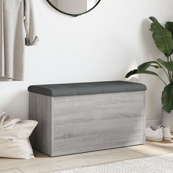 vidaXL Sitzbank mit Stauraum Grau Sonoma 82x42x45 cm Holzwerkstoff