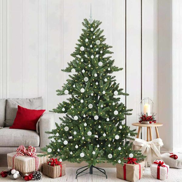 vidaXL K&uuml;nstlicher klappbarer Weihnachtsbaum Gr&uuml;n 210 cm PVC und Stahl