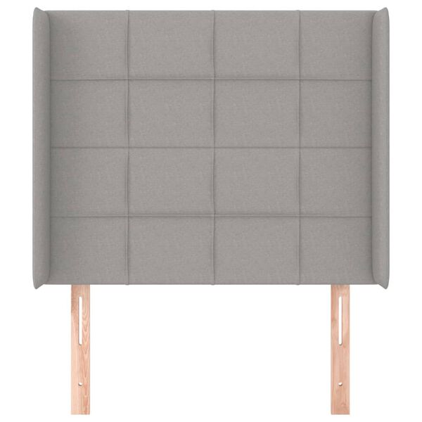 vidaXL Kopfteil mit Ohren Hellgrau 103x16x118/128 cm Stoff