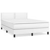 vidaXL Boxspringbett mit Matratze Wei&szlig; 140x190 cm Kunstleder