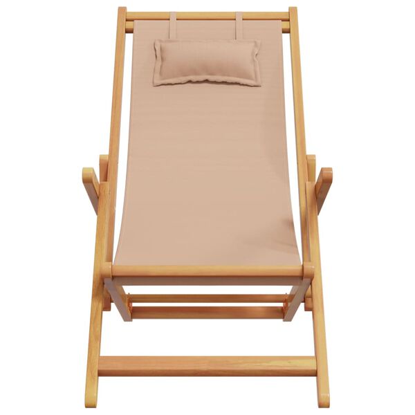 vidaXL Strandst&uuml;hle 2 Stk. Klappbar Taupe Stoff und Massivholz