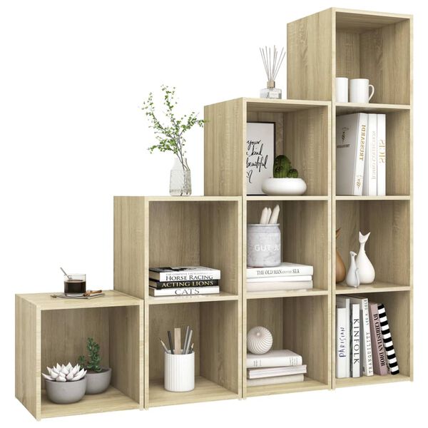 vidaXL 4-tlg. TV-Schrank-Set Sonoma-Eiche Holzwerkstoff