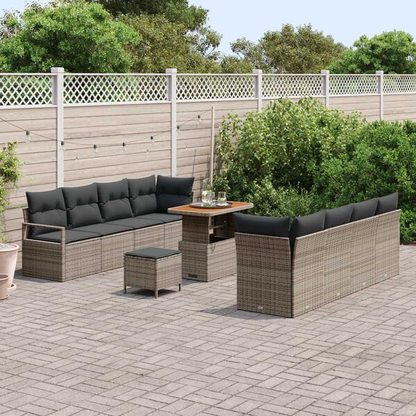 vidaXL Garten-Sofa-Set mit Kissen mit Speicher Grau 90 x 55 x 71 cm