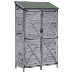 vidaXL Gartenschuppen Grau 106 x 56 x 176,5 cm Massivholz aus Fichte