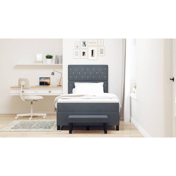 vidaXL Boxspringbett mit Matratze Dunkelgrau 120 x 190 cm Samt