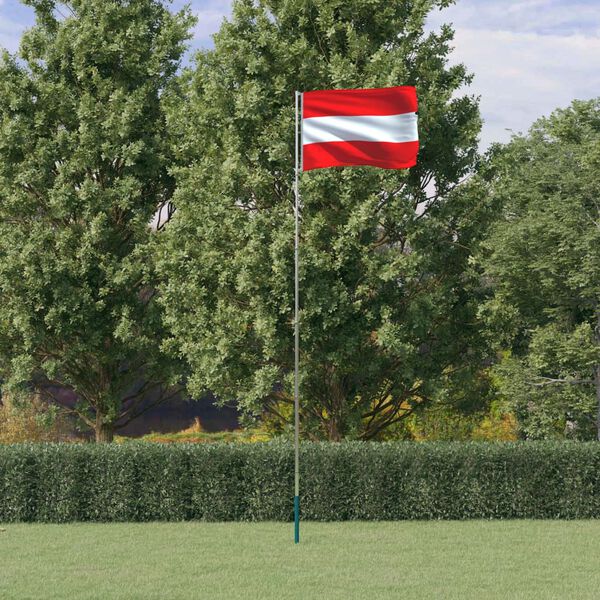 vidaXL Flagge &Ouml;sterreichs mit Mast 5,55 m Aluminium