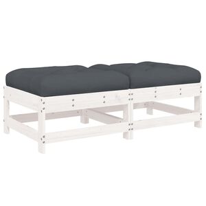 vidaXL Gartenhocker mit Kissen 2 Stk. Wei&szlig; Massivholz Kiefer