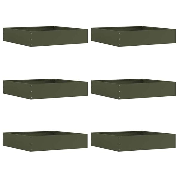 vidaXL Raseneinfassung 6 pcs Olive Gr&uuml;n 60 x 60 x 13 cm Stahl