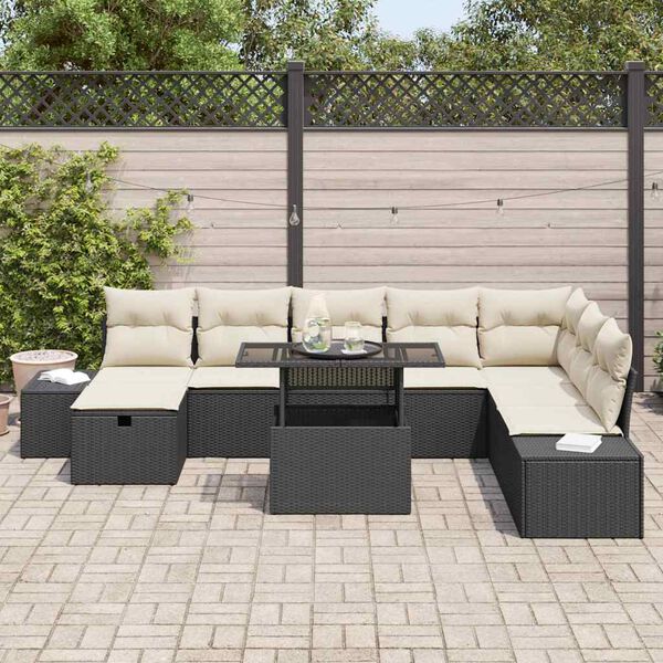 vidaXL Garten-Sofa-Set 9 pcs Schwarz Poly-Rattan