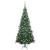vidaXL K&uuml;nstlicher Weihnachtsbaum mit Beleuchtung Kugeln L 240 cm Gr&uuml;n