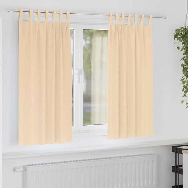 vidaXL Verdunkelungs-Vorh&auml;nge mit Ringen 2 pcs Creme 175 x 140 cm
