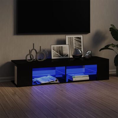 vidaXL TV-Schrank mit LED-Leuchten Hochglanz-Schwarz 135x39x30 cm
